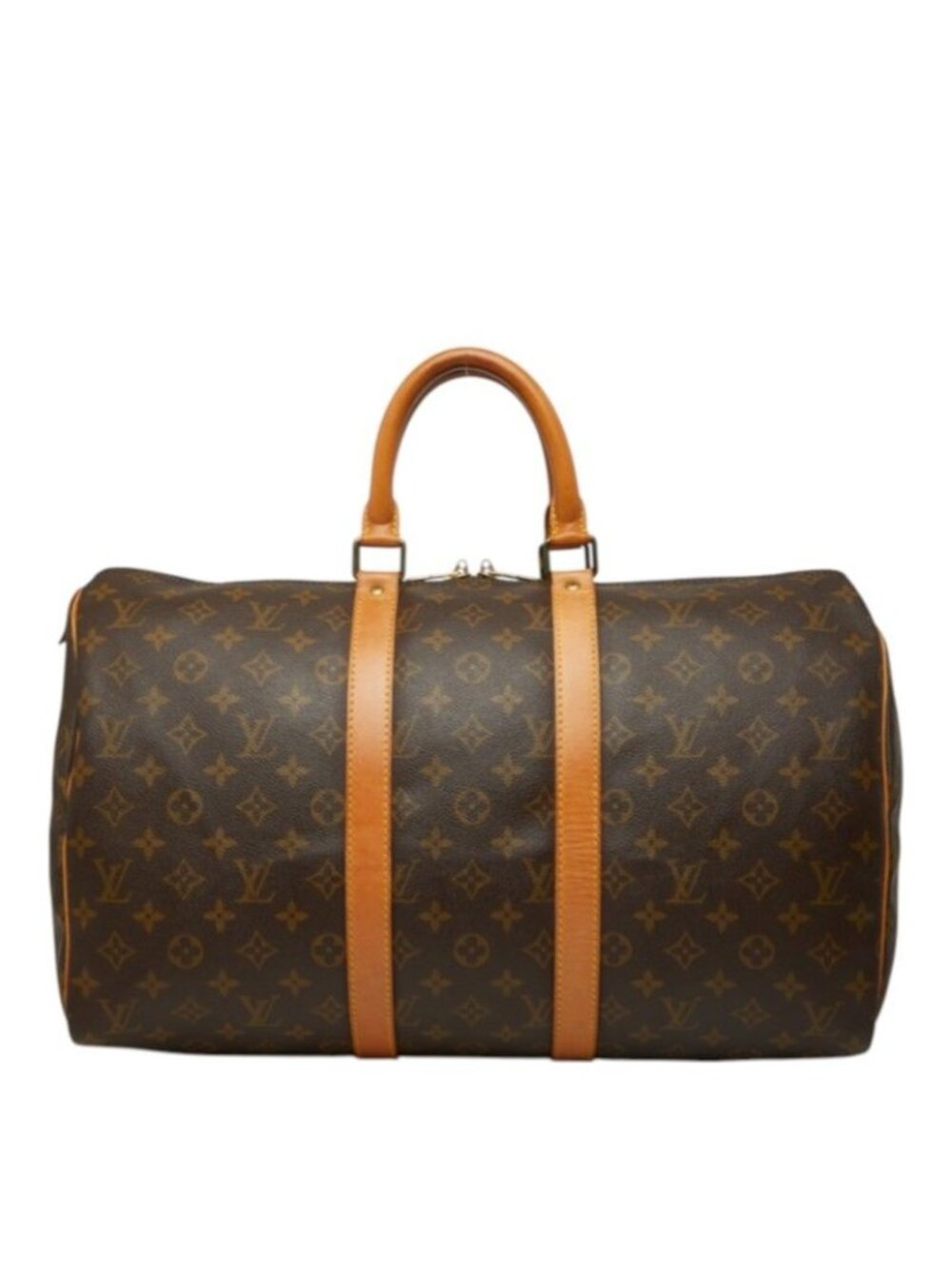 Louis Vuitton Monogram Keepall 45 Boston Bag Brown Leather